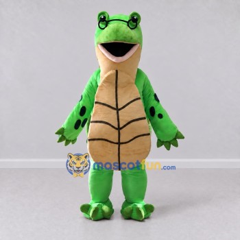 Custom Green and Tan Turtle Character Mascot Costume Adult Full Body Suit for Wildlife Events Custom Green and Tan Turtle Character Mascot Costume Adult Full Body Suit for Wildlife Events