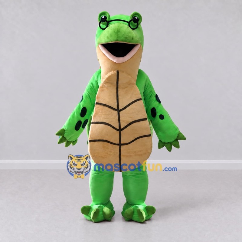 Custom Green and Tan Turtle Character Mascot Costume Adult Full Body Suit for Wildlife Events Custom Green and Tan Turtle Character Mascot Costume Adult Full Body Suit for Wildlife Events