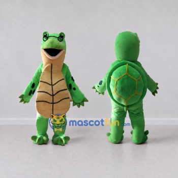 Custom Green and Tan Turtle Character Mascot Costume Adult Full Body Suit for Wildlife Events