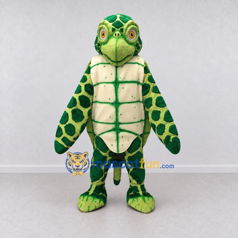 Custom Green and Cream Sea Turtle Mascot Costume Adult Full Body Suit for Ocean Events Custom Green and Cream Sea Turtle Mascot Costume Adult Full Body Suit for Ocean Events