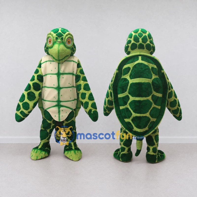Custom Green and Cream Sea Turtle Mascot Costume Adult Full Body Suit for Ocean Events Custom Green and Cream Sea Turtle Mascot Costume Adult Full Body Suit for Ocean Events