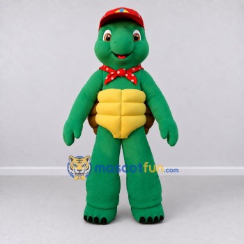 Custom Green and Red Turtle with a Cap and Bandana Mascot Costume Adult Full Body Suit for School Events Custom Green and Red Turtle with a Cap and Bandana Mascot Costume Adult Full Body Suit for School Events