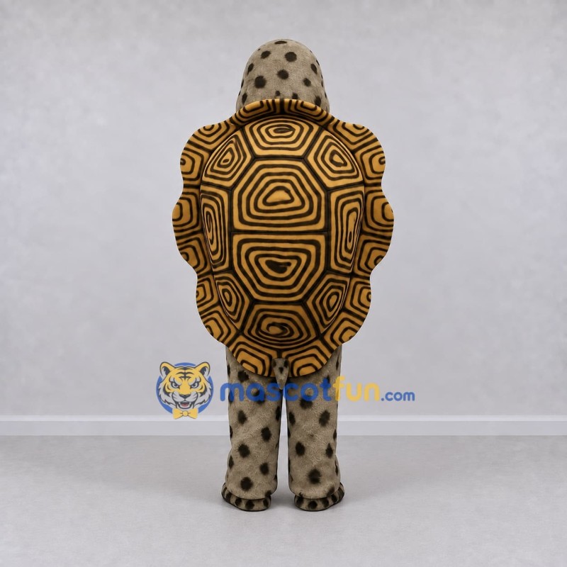 Custom Tan and Brown Tortoise Mascot Costume Adult Full Body Suit for Wildlife Events