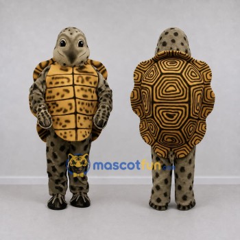 Custom Tan and Brown Tortoise Mascot Costume Adult Full Body Suit for Wildlife Events