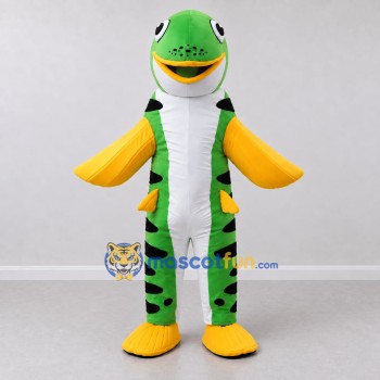 Custom Green and Yellow Fish Character Mascot Costume Adult Full Body Suit for Ocean Events Custom Green and Yellow Fish Character Mascot Costume Adult Full Body Suit for Ocean Events