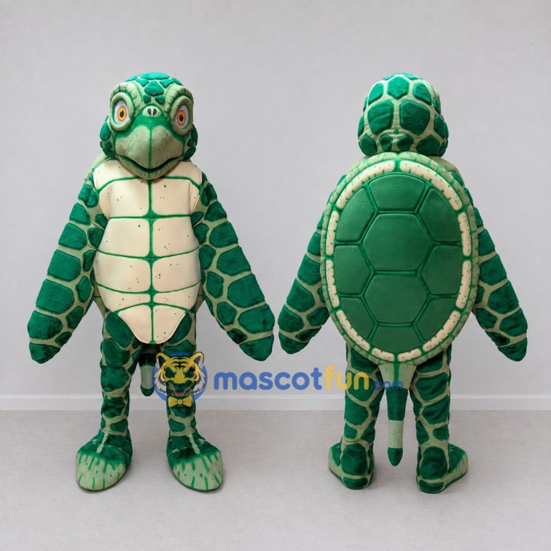 Custom Green and Cream Sea Turtle Mascot Costume Adult Full Body Suit for Ocean Events Custom Green and Cream Sea Turtle Mascot Costume Adult Full Body Suit for Ocean Events