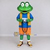 Custom Green and Orange Frog Explorer Character Mascot Costume Adult Full Body Suit for Outdoor Events Custom Green and Orange Frog Explorer Character Mascot Costume Adult Full Body Suit for Outdoor Events