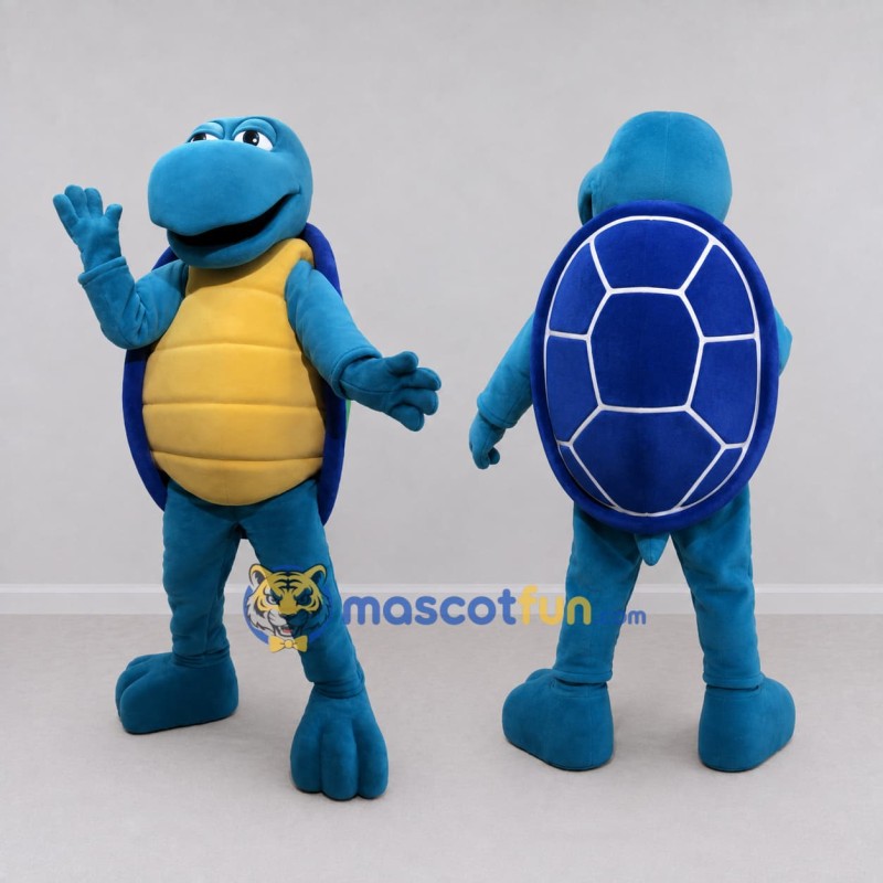 Custom Blue and Yellow Turtle Character Mascot Costume Adult Full Body Suit for Ocean Events
