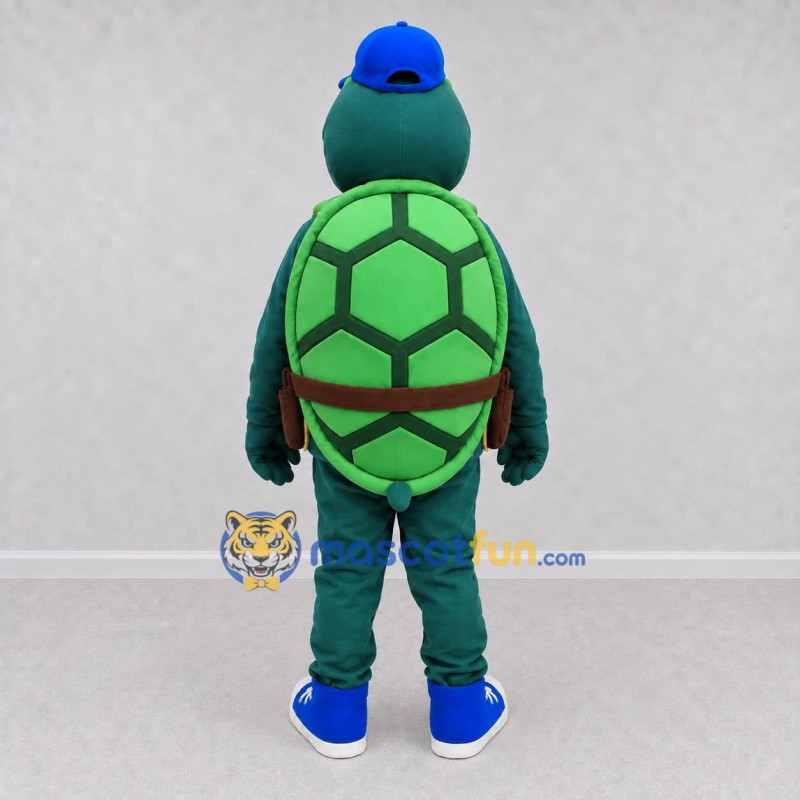 Custom Green and Blue Turtle with a Cap Mascot Costume Adult Full Body Suit for School Events Custom Green and Blue Turtle with a Cap Mascot Costume Adult Full Body Suit for School Events