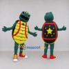 Custom Teal and Yellow Turtle Character with a Star Shell Mascot Costume Adult Full Body Suit for School Events
