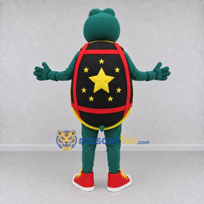 Custom Teal and Yellow Turtle Character with a Star Shell Mascot Costume Adult Full Body Suit for School Events Custom Teal and Yellow Turtle Character with a Star Shell Mascot Costume Adult Full Body Suit for School Events