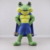 Custom Green and Blue Superhero Frog Mascot Costume Adult Full Body Suit for Theme Parties
