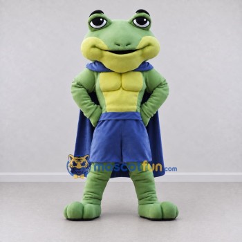 Custom Green and Blue Superhero Frog Mascot Costume Adult Full Body Suit for Theme Parties Custom Green and Blue Superhero Frog Mascot Costume Adult Full Body Suit for Theme Parties