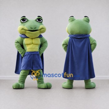 Custom Green and Blue Superhero Frog Mascot Costume Adult Full Body Suit for Theme Parties