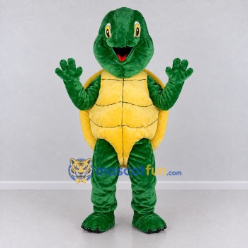 Custom Green and Yellow Turtle Character Mascot Costume Adult Full Body Suit for Wildlife Events