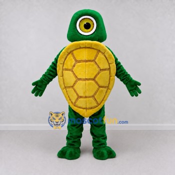 Custom Green and Gold One-Eyed Turtle Monster Mascot Costume Adult Full Body Suit for Theme Parties