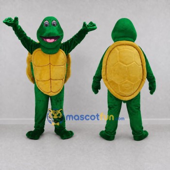 Custom Green and Yellow Turtle Character Mascot Costume Adult Full Body Suit for Wildlife Events