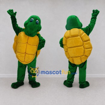 Custom Green and Yellow Turtle Character Mascot Costume Adult Full Body Suit for Wildlife Events