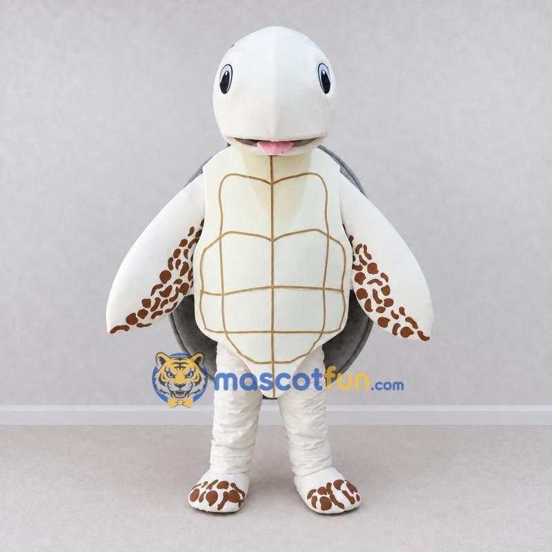 Custom White and Gray Sea Turtle Mascot Costume Adult Full Body Suit for Ocean Events Custom White and Gray Sea Turtle Mascot Costume Adult Full Body Suit for Ocean Events
