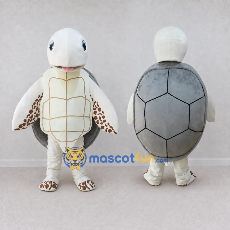 Custom White and Gray Sea Turtle Mascot Costume Adult Full Body Suit for Ocean Events Custom White and Gray Sea Turtle Mascot Costume Adult Full Body Suit for Ocean Events
