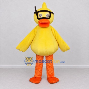 Custom Yellow and Orange Duck with a Snorkel Mask Mascot Costume Adult Full Body Suit for Summer Events