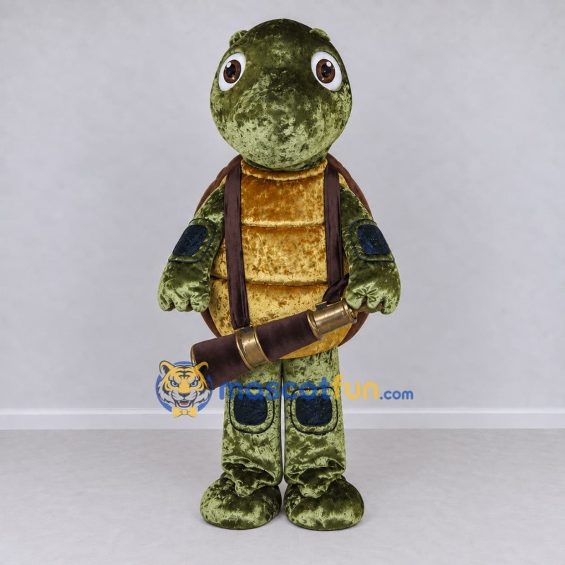 Custom Olive Green and Brown Turtle Explorer Character Mascot Costume Adult Full Body Suit for Outdoor Events Custom Olive Green and Brown Turtle Explorer Character Mascot Costume Adult Full Body Suit for Outdoor Events