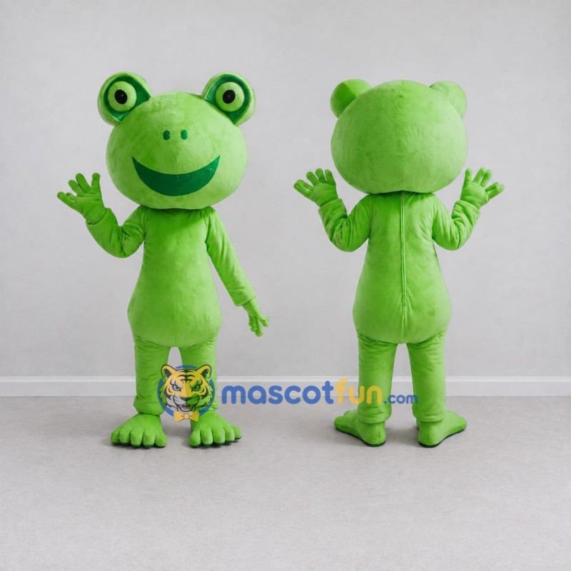 Custom Light Green Frog Character Mascot Costume Adult Full Body Suit for School Events Custom Light Green Frog Character Mascot Costume Adult Full Body Suit for School Events