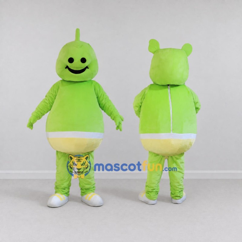Custom Light Green and White Antenna Alien Character Mascot Costume Adult Full Body Suit for Theme Parties Custom Light Green and White Antenna Alien Character Mascot Costume Adult Full Body Suit for Theme Parties