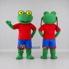 Custom Green and Red Frog in a Shirt and Shorts Mascot Costume Adult Full Body Suit for School Events Custom Green and Red Frog in a Shirt and Shorts Mascot Costume Adult Full Body Suit for School Events