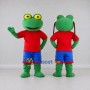 Custom Green and Red Frog in a Shirt and Shorts Mascot Costume Adult Full Body Suit for School Events