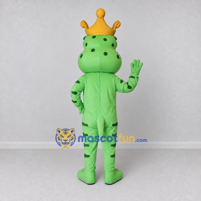Custom Green and Gold Frog Prince Character Mascot Costume Adult Full Body Suit for Theme Parties Custom Green and Gold Frog Prince Character Mascot Costume Adult Full Body Suit for Theme Parties