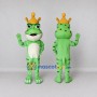 Custom Green and Gold Frog Prince Character Mascot Costume Adult Full Body Suit for Theme Parties