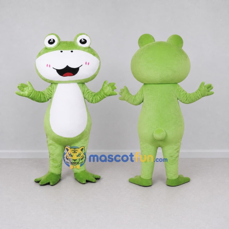 Custom Light Green and White Frog Character Mascot Costume Adult Full Body Suit for School Events Custom Light Green and White Frog Character Mascot Costume Adult Full Body Suit for School Events