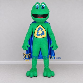Custom Green and Blue Superhero Frog Mascot Costume Adult Full Body Suit for Theme Parties Custom Green and Blue Superhero Frog Mascot Costume Adult Full Body Suit for Theme Parties
