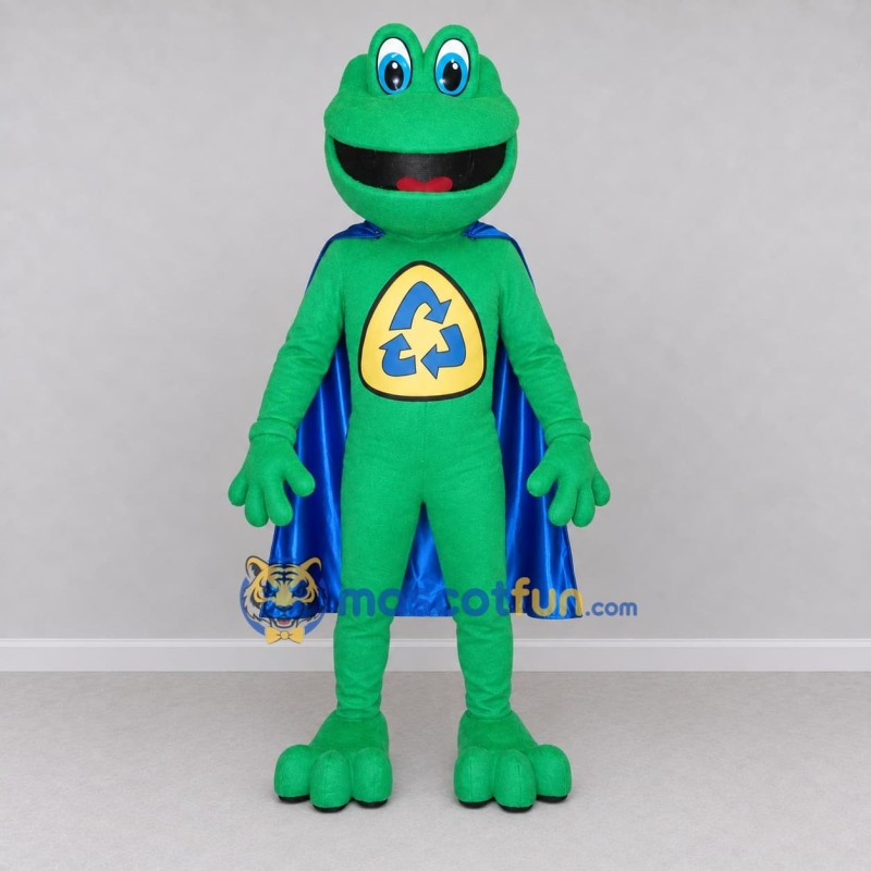 Custom Green and Blue Superhero Frog Mascot Costume Adult Full Body Suit for Theme Parties Custom Green and Blue Superhero Frog Mascot Costume Adult Full Body Suit for Theme Parties