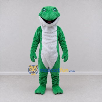 Custom Green and White Frog Character Mascot Costume Adult Full Body Suit for School Events