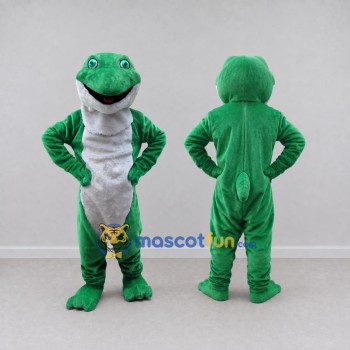 Custom Green and White Frog Character Mascot Costume Adult Full Body Suit for School Events