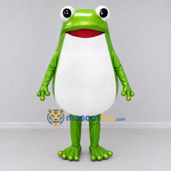 Custom Green and White Round Frog Character Mascot Costume Adult Full Body Suit for School Events Custom Green and White Round Frog Character Mascot Costume Adult Full Body Suit for School Events