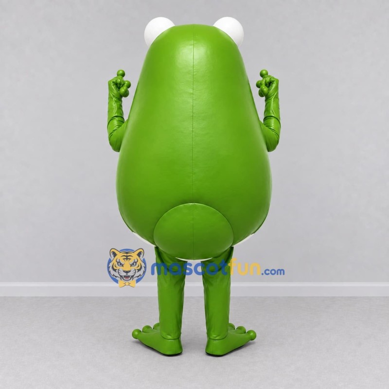 Custom Green and White Round Frog Character Mascot Costume Adult Full Body Suit for School Events