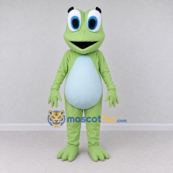 Custom Light Green and White Frog Character Mascot Costume Adult Full Body Suit for School Events