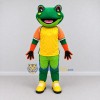 Custom Green and Yellow Frog in Sportswear Mascot Costume Adult Full Body Suit for Sports Events Custom Green and Yellow Frog in Sportswear Mascot Costume Adult Full Body Suit for Sports Events