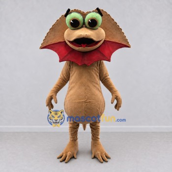 Custom Tan and Red Frilled Lizard Mascot Costume Adult Full Body Suit for Wildlife Events