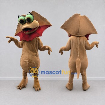 Custom Tan and Red Frilled Lizard Mascot Costume Adult Full Body Suit for Wildlife Events