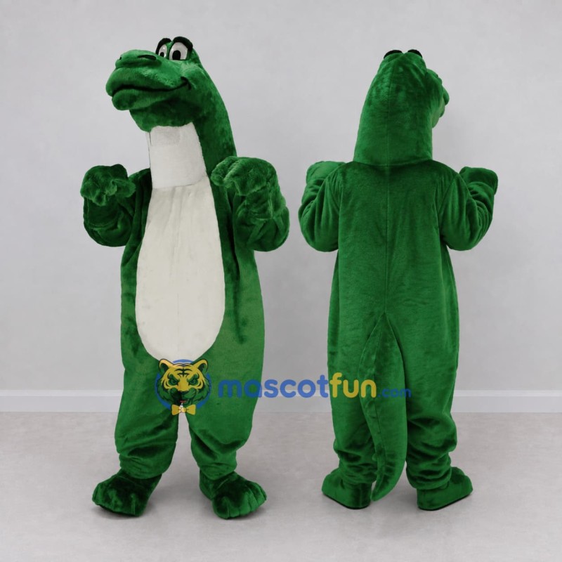Custom Dark Green and White Frog Character Mascot Costume Adult Full Body Suit for School Events