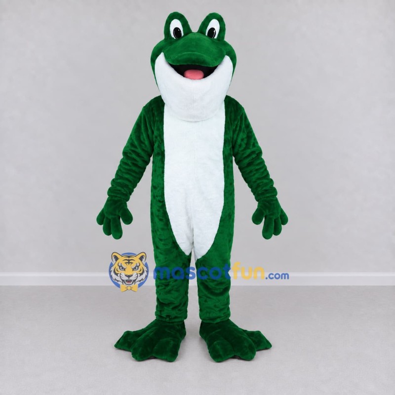 Custom Green and White Frog Mascot Costume Adult Full Body Suit for School Events Custom Green and White Frog Mascot Costume Adult Full Body Suit for School Events