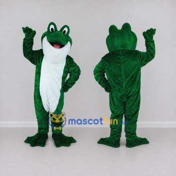 Custom Green and White Frog Mascot Costume Adult Full Body Suit for School Events