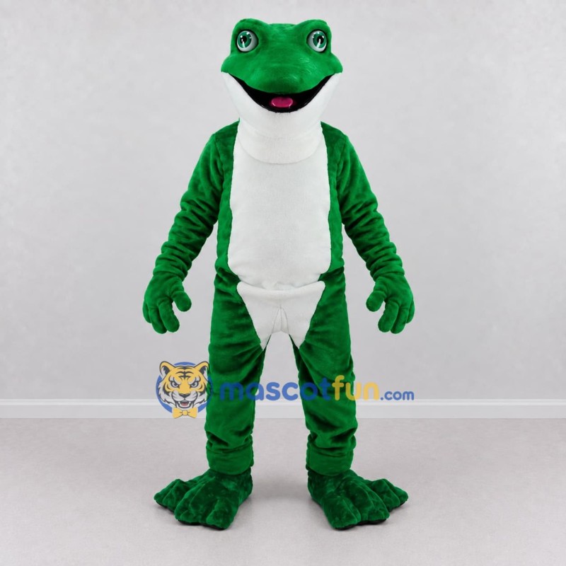 Custom Green and White Frog Mascot Costume Adult Full Body Suit for School Events Custom Green and White Frog Mascot Costume Adult Full Body Suit for School Events
