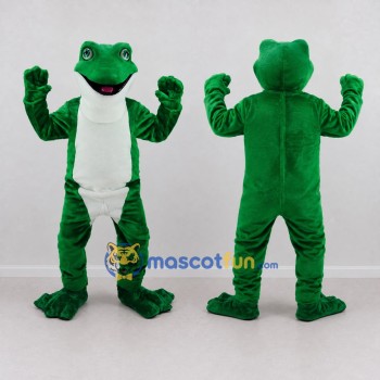 Custom Green and White Frog Mascot Costume Adult Full Body Suit for School Events