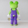 Custom Light Green and Purple Frog Character in Overalls Mascot Costume Adult Full Body Suit for School Events Custom Light Green and Purple Frog Character in Overalls Mascot Costume Adult Full Body Suit for School Events