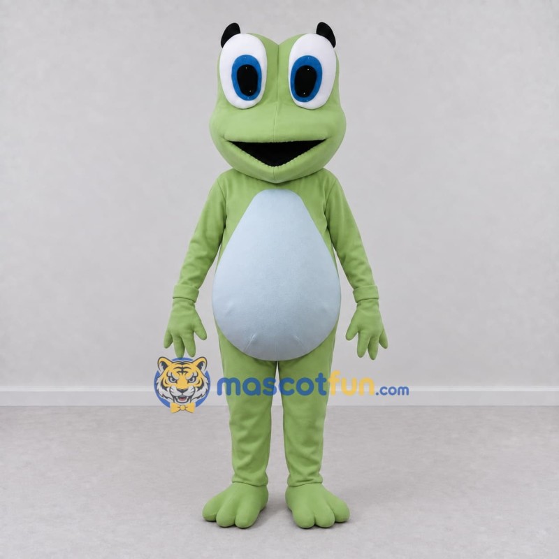 Custom Light Green and White Frog Character Mascot Costume Adult Full Body Suit for School Events Custom Light Green and White Frog Character Mascot Costume Adult Full Body Suit for School Events